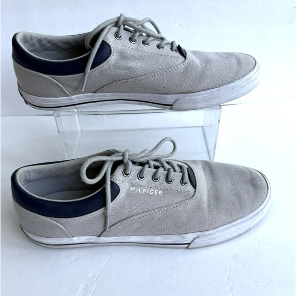 Tommy Hilfiger Phillie Sneaker Size 10 Gray Blue Canvas Skate Shoe TMPHILLIE-R - Picture 2 of 8